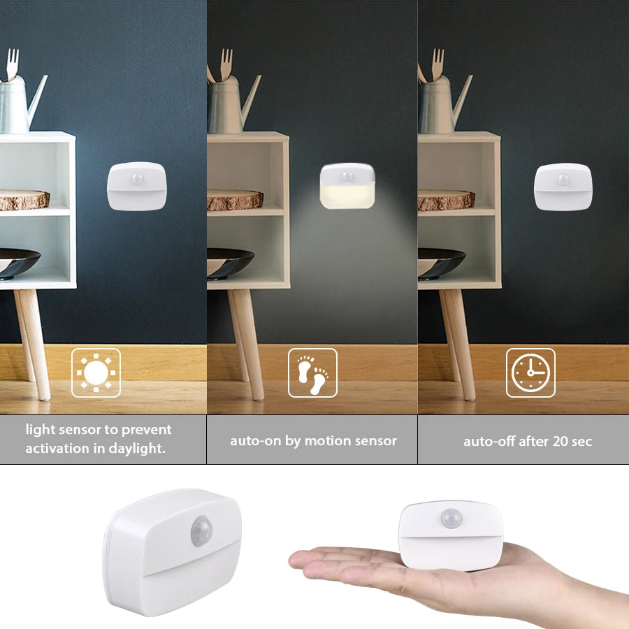 Smart Wireless Motion Sensor Night Lamp - Battery-Powered LED Light for Home, Corridor, Closet, Kitchen, Toilet, and Stairs