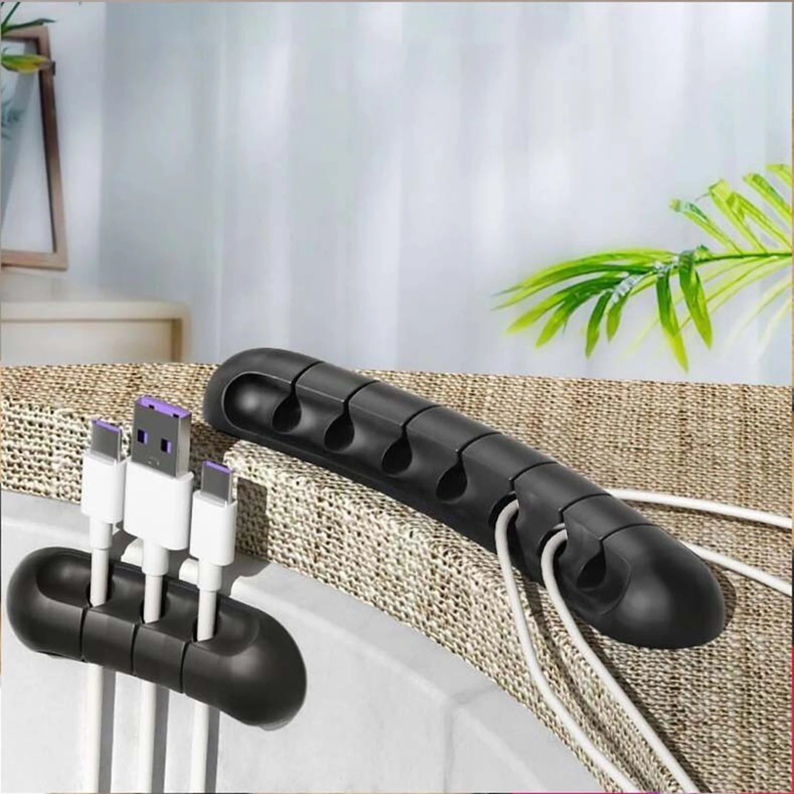 Ultimate Desktop Silicone Cable Organizer - Versatile Elastic Cord Holder for Earphones, Phone Chargers, and More!