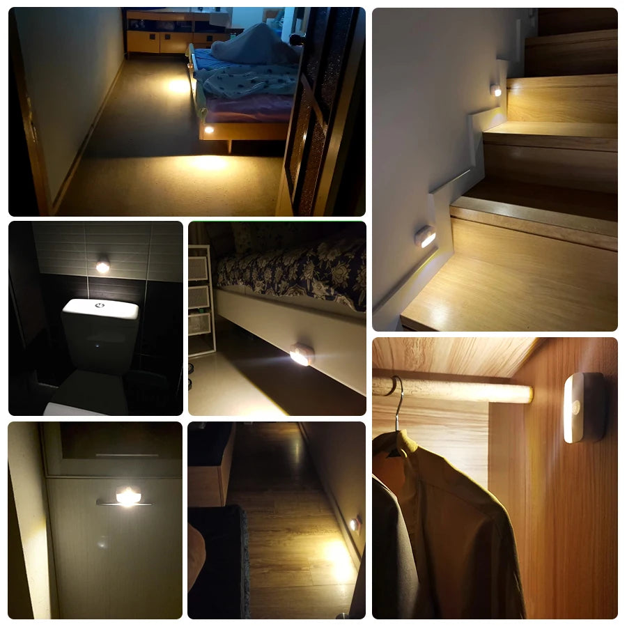 Smart Wireless Motion Sensor Night Lamp - Battery-Powered LED Light for Home, Corridor, Closet, Kitchen, Toilet, and Stairs