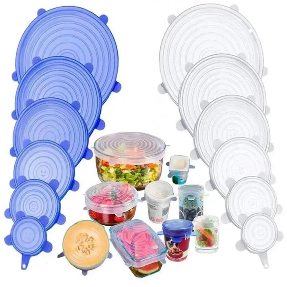 6-Pack Silicone Food Covers - Keep Your Food Fresh with Airtight Stretch Lids!