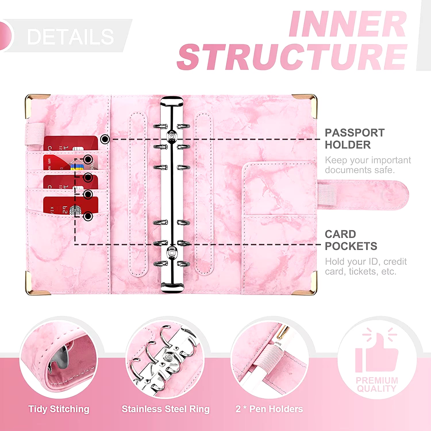 Stylish A6 Marble Budget Binder - PU Leather Money Saving Organizer & Planner for 2023