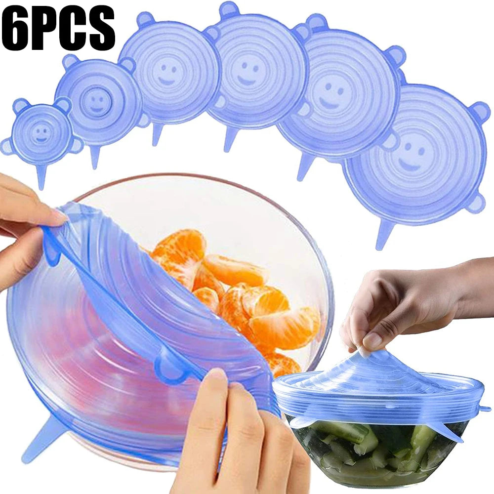 6-Pack Silicone Food Covers - Keep Your Food Fresh with Airtight Stretch Lids!