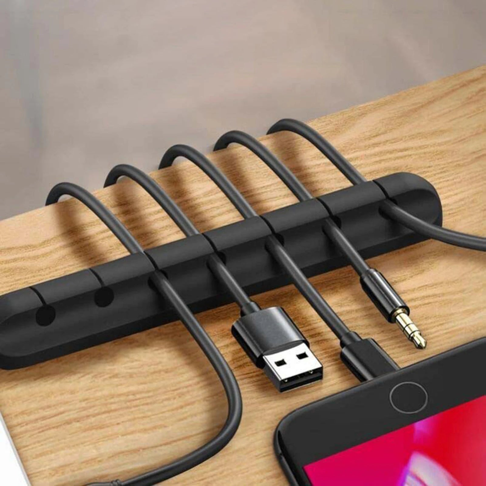 Ultimate Desktop Silicone Cable Organizer - Versatile Elastic Cord Holder for Earphones, Phone Chargers, and More!
